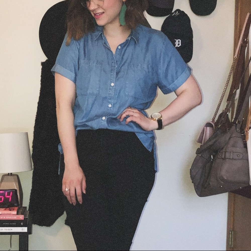 A New Day Short Sleeve Cuffed Button Up
